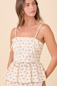 Floral Eyelet Peplum Top