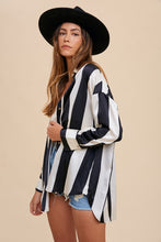 Load image into Gallery viewer, Stripped Satin Effect Relaxed Fit Blouse
