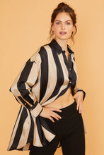 Load image into Gallery viewer, Stripped Satin Effect Relaxed Fit Blouse
