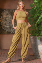 Load image into Gallery viewer, Golden Olive Cargo Pants
