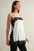 Load image into Gallery viewer, Satin Cami Top With Lace Trim
