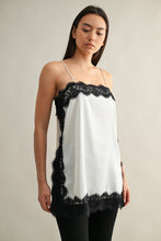 Load image into Gallery viewer, Satin Cami Top With Lace Trim
