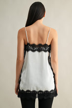 Load image into Gallery viewer, Satin Cami Top With Lace Trim
