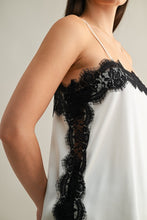 Load image into Gallery viewer, Satin Cami Top With Lace Trim
