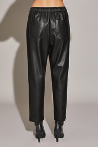 Leather Drawstring Ankle Pants