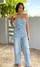 Load image into Gallery viewer, Wide Leg Strapless Denim Jumpsuit

