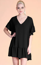 Load image into Gallery viewer, Crinkle Solid Ruffle Tunic Dress

