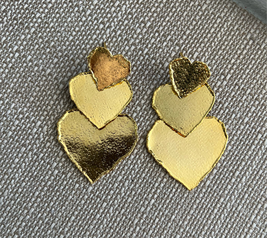 Shiny Gold Heart Earrings