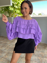 Load image into Gallery viewer, Tiered Ruffled Batwing Sleeve Top
