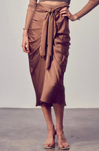 Load image into Gallery viewer, Satin Front Tie Midi Skirt
