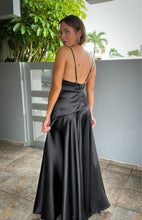 Load image into Gallery viewer, Cowl Neck Satin Belted Dress
