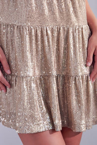 Sequin Tiered Flare Dress