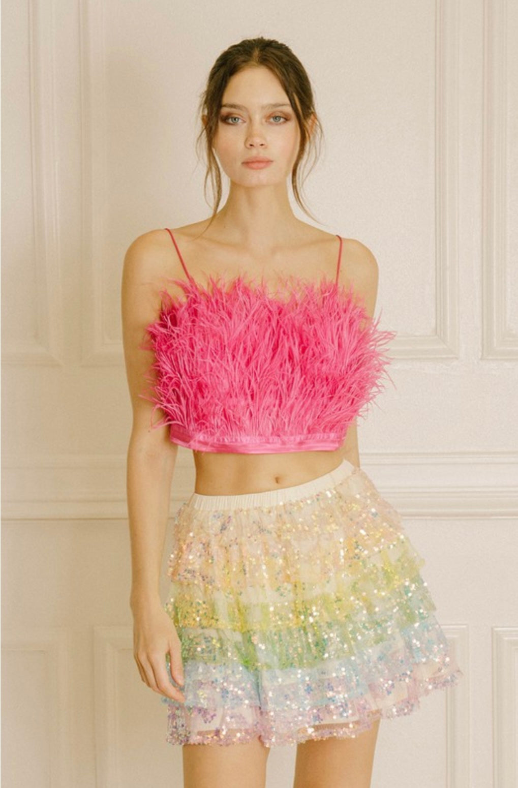 Rainbow Sequin Mini Skirt