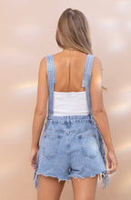 Load image into Gallery viewer, Fringe Studded Denim Overall
