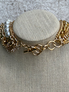 BE Italian Pearls and Gold Chains Choker