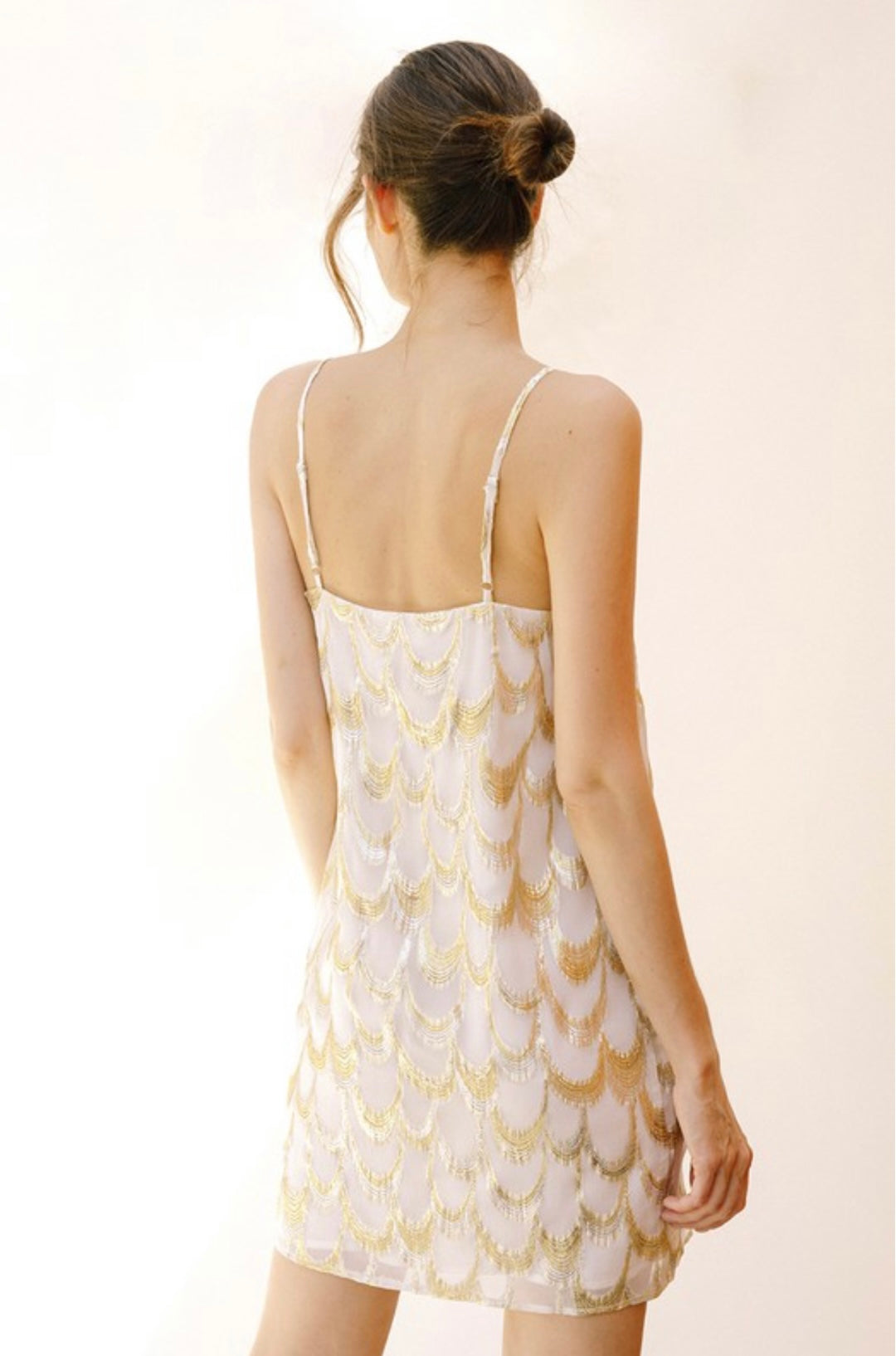 Gold Lurex Looped Shift Mini Dress Verbenaboutique Gold Lurex Looped Shift Mini Dress Verbenaboutique