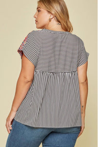 Embroidery Stripes Top