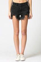 Load image into Gallery viewer, Sofie Black Heavy Frayed Hem High Rise Mom Shorts
