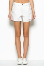 Load image into Gallery viewer, Off White Distressed Mom Shorts
