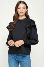 Load image into Gallery viewer, Double Layer Ruffle Long Sleeve Top
