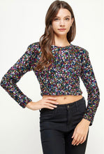 Load image into Gallery viewer, Shoulder Pad Sequin Cropped Top

