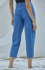 Pin-tuck High Waist Denim Jeans