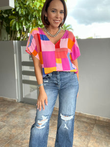 Multicolored Dolan Sleeves Top