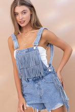 Load image into Gallery viewer, Fringe Studded Denim Overall
