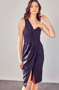 One Shoulder Overlap Dress