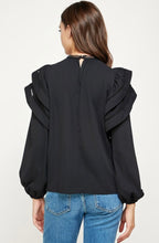 Load image into Gallery viewer, Double Layer Ruffle Long Sleeve Top

