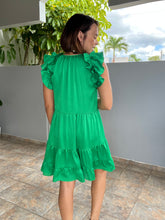 Load image into Gallery viewer, Emerald Flutter Sleeve Dress
